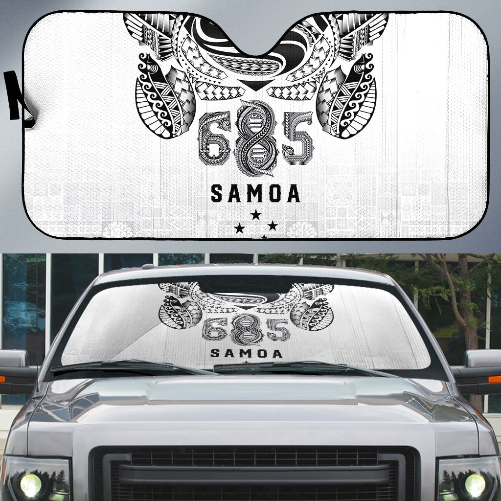 Super Samoa 685 Tribal Tattoo Auto Sun Shade Siapo Pattern White Edition