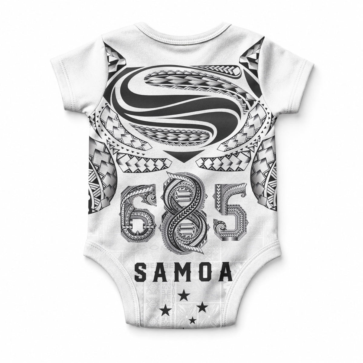 Super Samoa 685 Tribal Tattoo Baby Onesie Siapo Pattern White Edition LT03 - Polynesian Pride