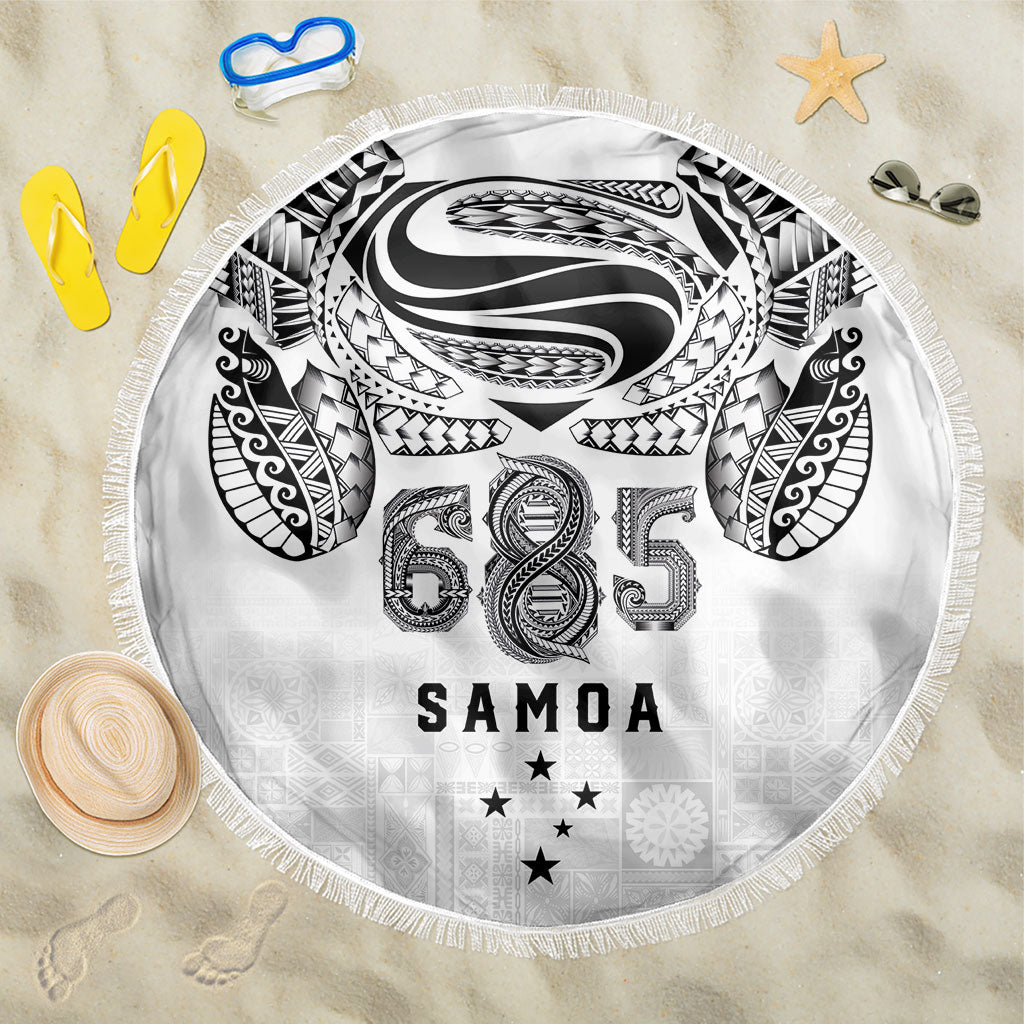 Super Samoa 685 Tribal Tattoo Beach Blanket Siapo Pattern White Edition LT03 One Size 150cm White - Polynesian Pride
