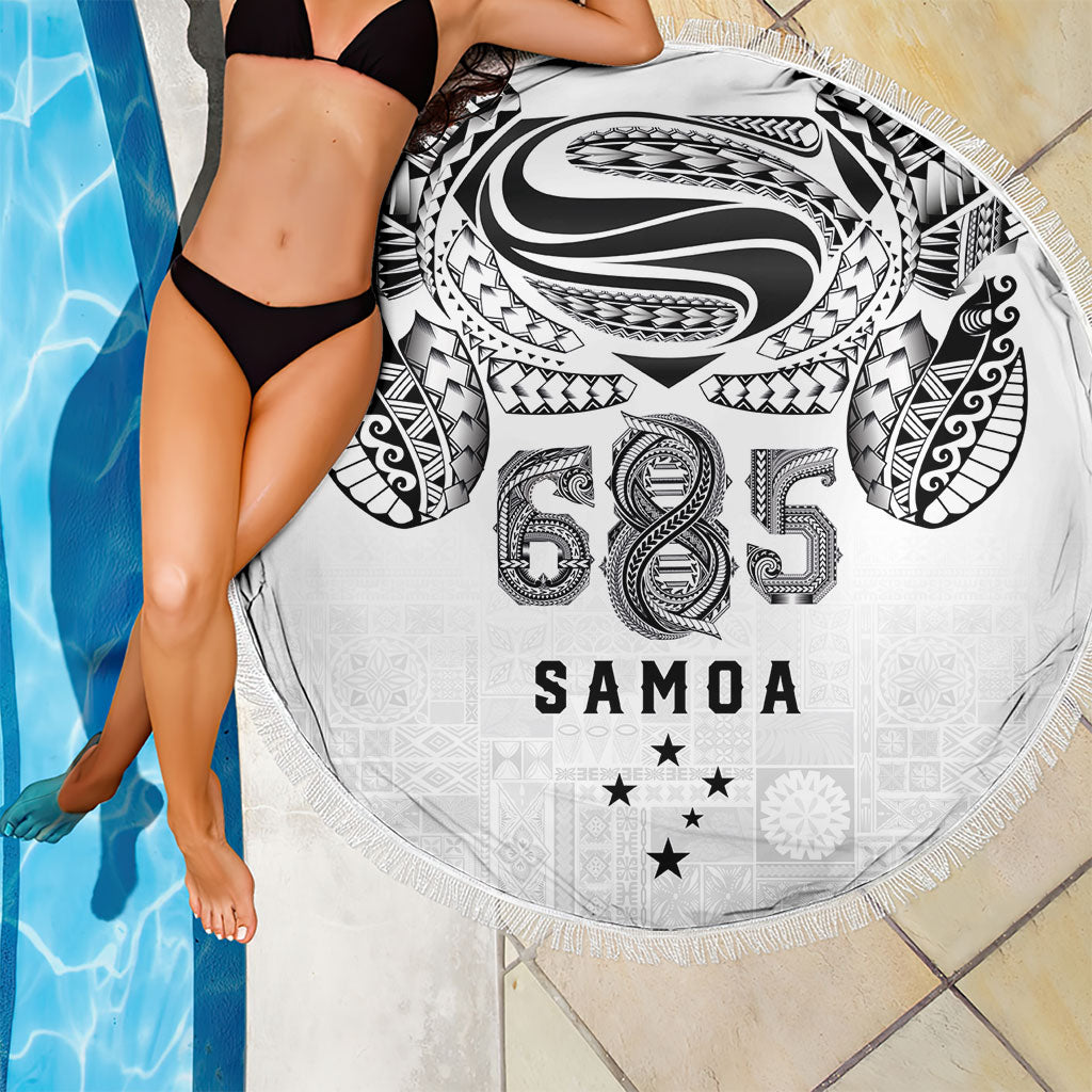 Super Samoa 685 Tribal Tattoo Beach Blanket Siapo Pattern White Edition LT03 - Polynesian Pride