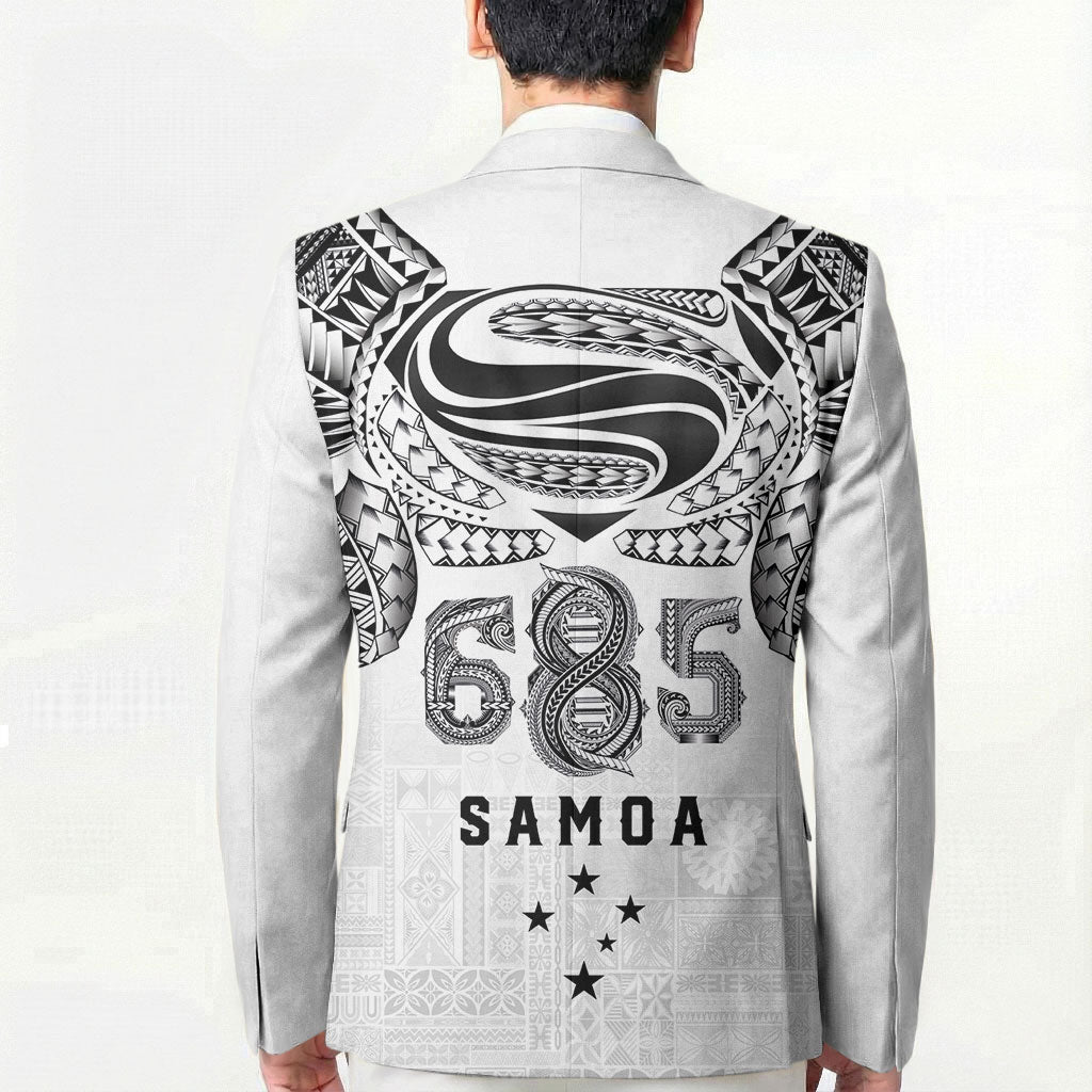 Super Samoa 685 Tribal Tattoo Blazer Siapo Pattern White Edition LT03 - Polynesian Pride