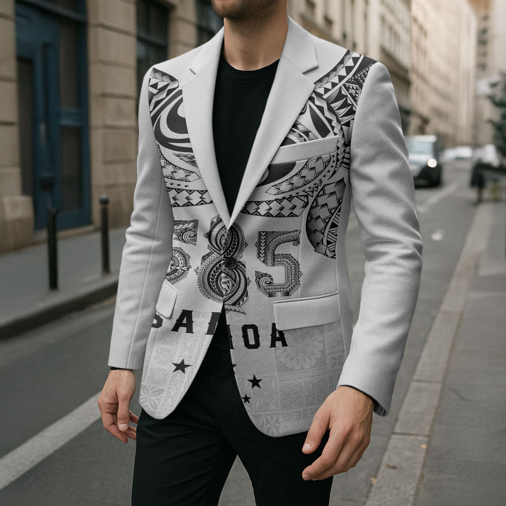 Super Samoa 685 Tribal Tattoo Blazer Siapo Pattern White Edition LT03 - Polynesian Pride