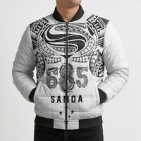 Super Samoa 685 Tribal Tattoo Bomber Puffer Jacket Siapo Pattern White Edition LT03 - Polynesian Pride