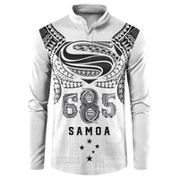 Super Samoa 685 Tribal Tattoo Button Sweatshirt Siapo Pattern White Edition LT03 White - Polynesian Pride