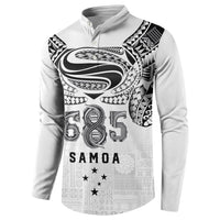 Super Samoa 685 Tribal Tattoo Button Sweatshirt Siapo Pattern White Edition LT03 - Polynesian Pride
