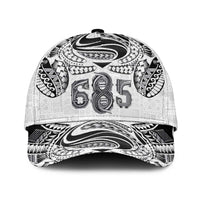 Super Samoa 685 Tribal Tattoo Classic Cap Siapo Pattern White Edition LT03 Universal Fit White - Polynesian Pride