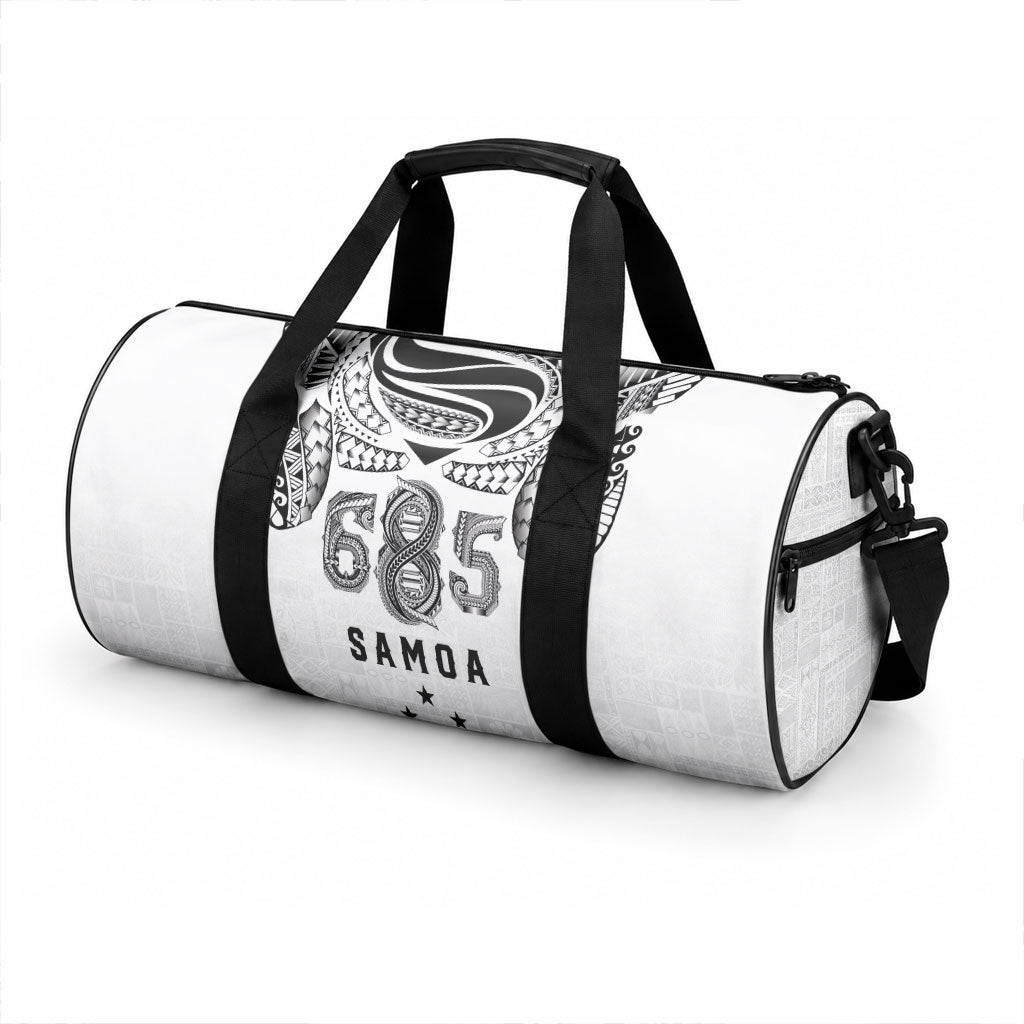 Super Samoa 685 Tribal Tattoo Duffle Bag Siapo Pattern White Edition LT03 - Polynesian Pride
