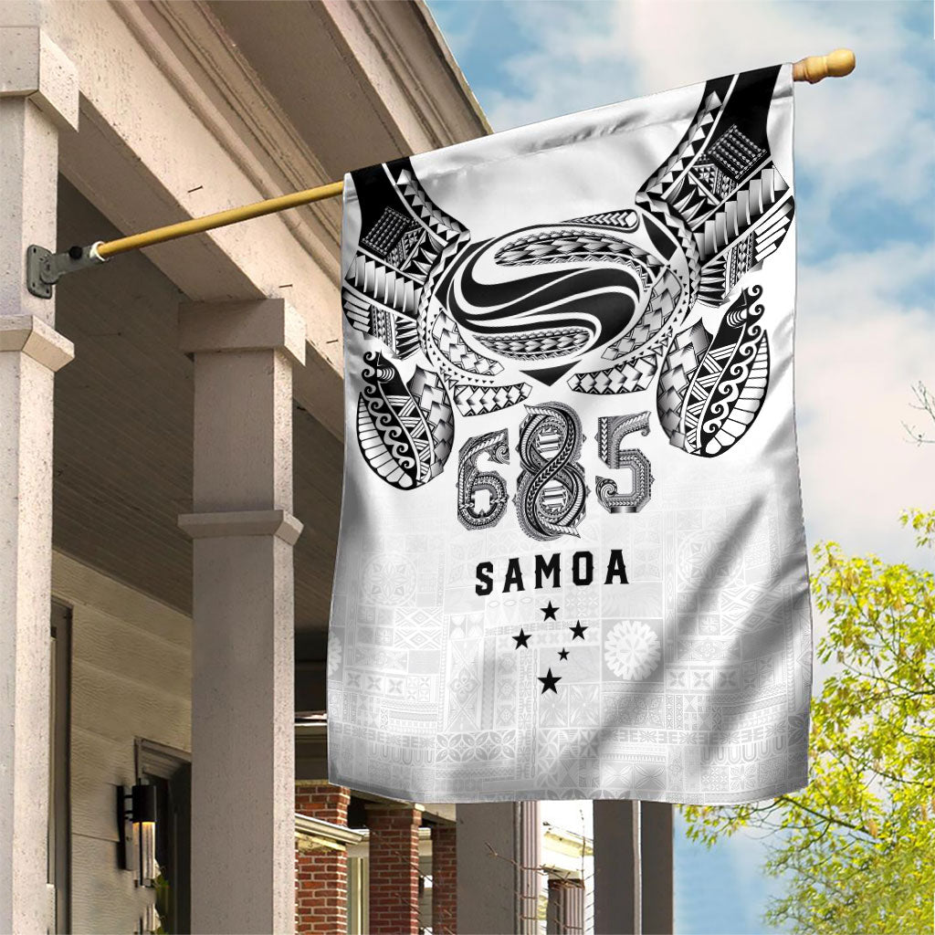 Super Samoa 685 Tribal Tattoo Garden Flag Siapo Pattern White Edition