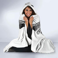 Super Samoa 685 Tribal Tattoo Hooded Blanket Siapo Pattern White Edition LT03 - Polynesian Pride