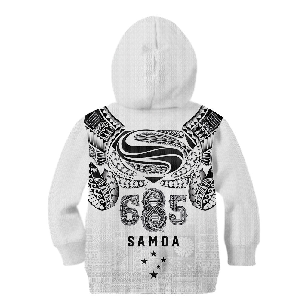 Super Samoa 685 Tribal Tattoo Kid Hoodie Siapo Pattern White Edition LT03 - Polynesian Pride