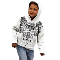 Super Samoa 685 Tribal Tattoo Kid Hoodie Siapo Pattern White Edition LT03 - Polynesian Pride