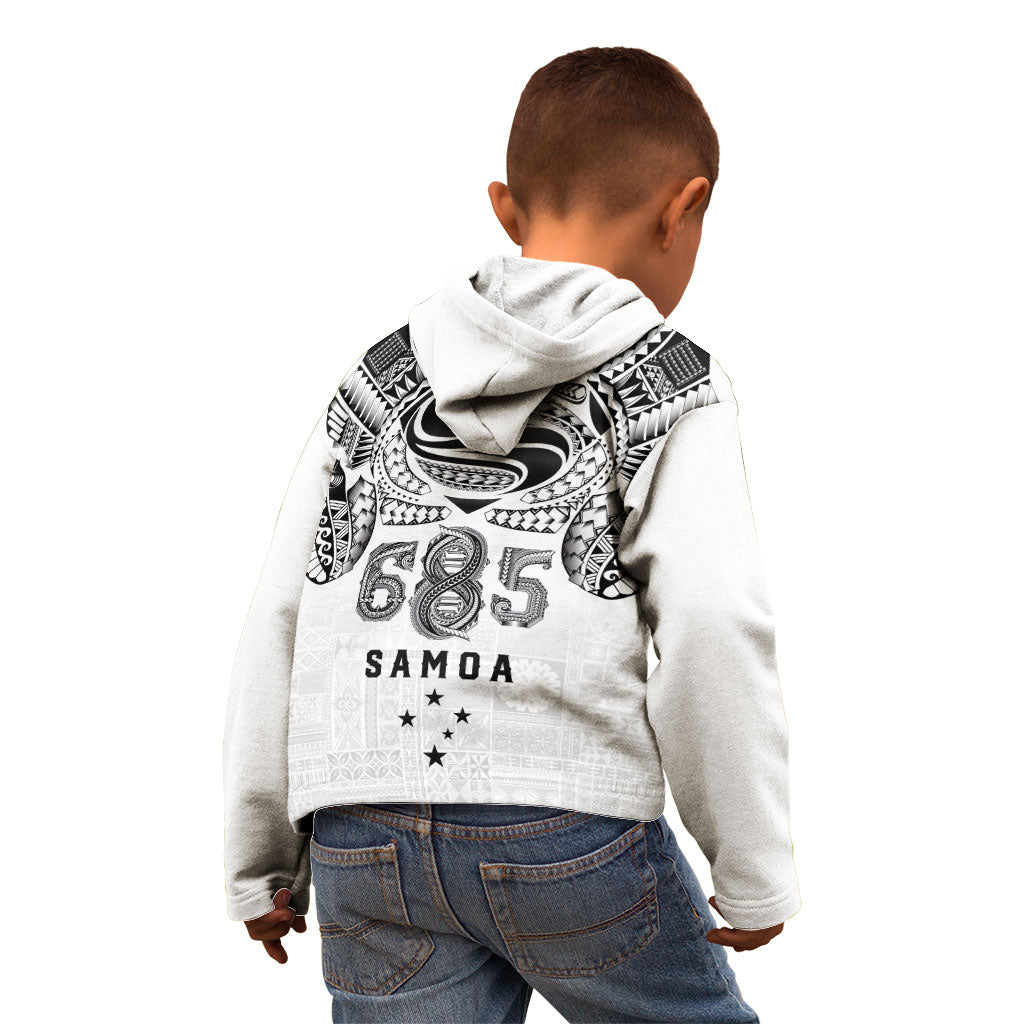 Super Samoa 685 Tribal Tattoo Kid Hoodie Siapo Pattern White Edition LT03 - Polynesian Pride