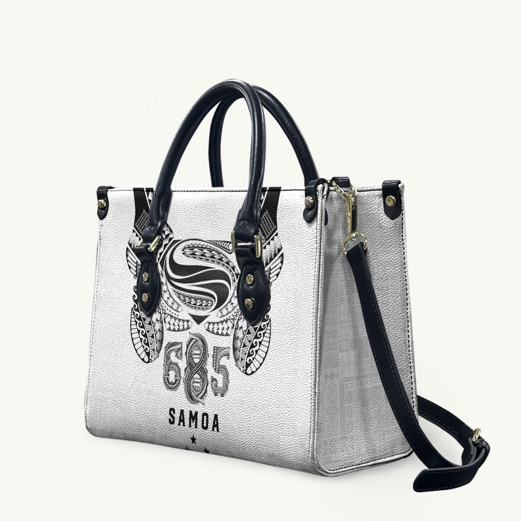 Super Samoa 685 Tribal Tattoo Leather Bag Siapo Pattern White Edition