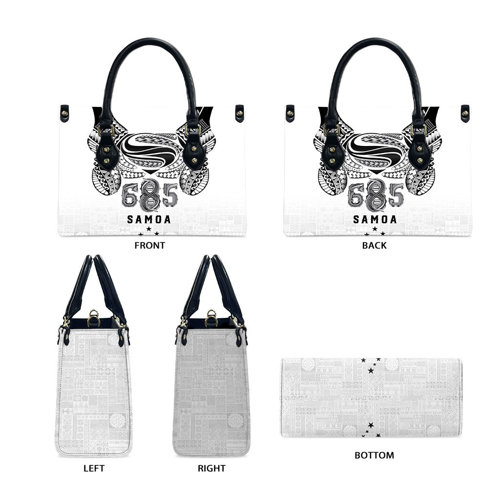 Super Samoa 685 Tribal Tattoo Leather Bag Siapo Pattern White Edition LT03 - Polynesian Pride