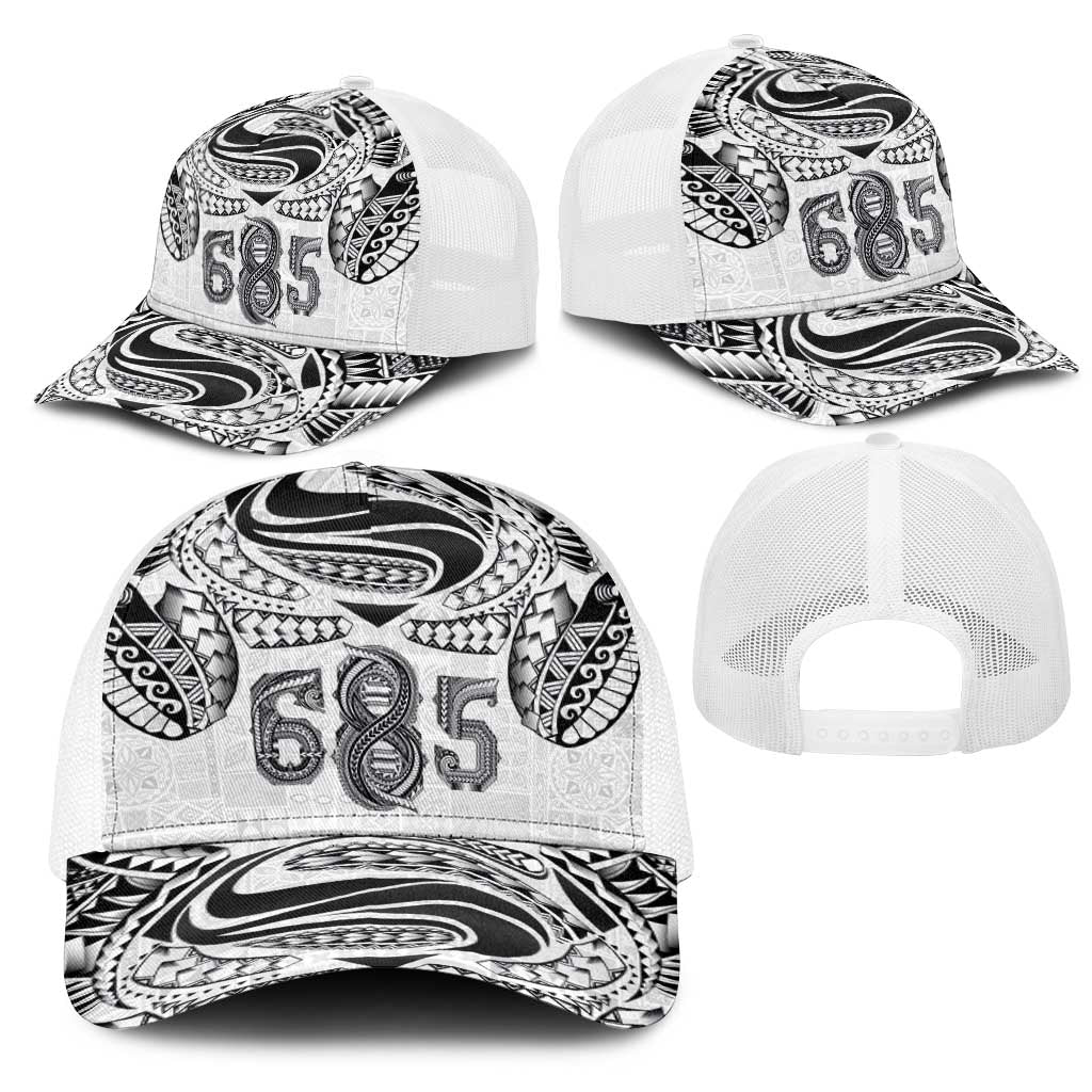 Super Samoa 685 Tribal Tattoo Mesh Trucker Cap Siapo Pattern White Edition LT03 - Polynesian Pride