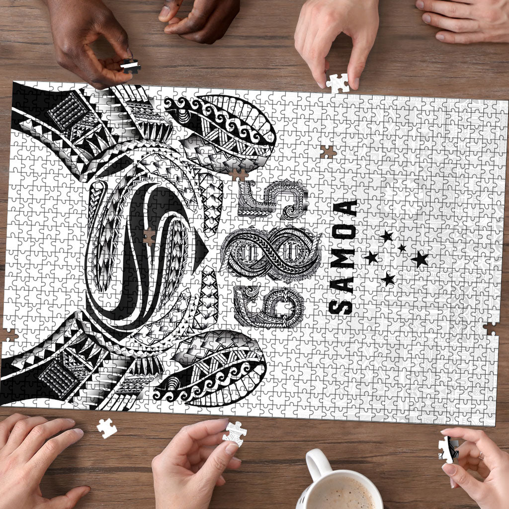 Super Samoa 685 Tribal Tattoo Puzzle Siapo Pattern White Edition LT03 - Polynesian Pride