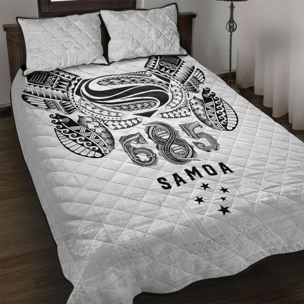 Super Samoa 685 Tribal Tattoo Quilt Bed Set Siapo Pattern White Edition