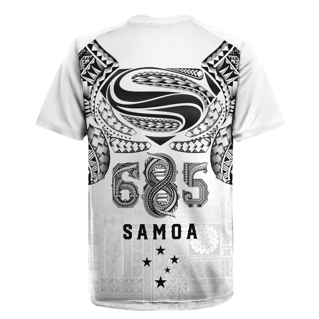 Super Samoa 685 Tribal Tattoo Rugby Jersey Siapo Pattern White Edition LT03 - Polynesian Pride
