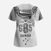 Super Samoa 685 Tribal Tattoo Scrub Top Siapo Pattern White Edition LT03 - Polynesian Pride