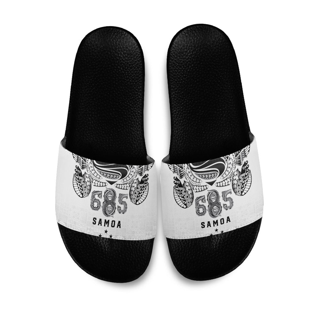 Super Samoa 685 Tribal Tattoo Slide Sandals Siapo Pattern White Edition