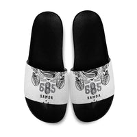 Super Samoa 685 Tribal Tattoo Slide Sandals Siapo Pattern White Edition LT03 White - Polynesian Pride