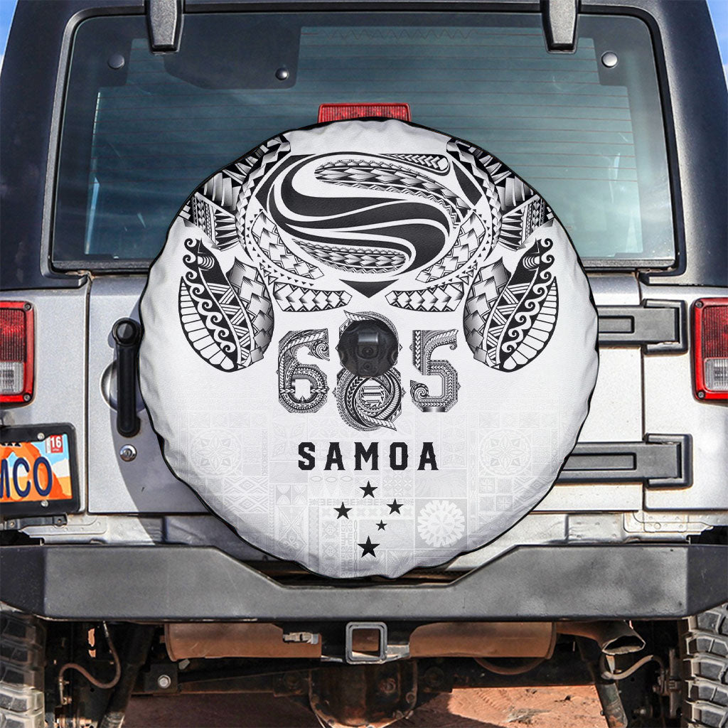 Super Samoa 685 Tribal Tattoo Spare Tire Cover Siapo Pattern White Edition LT03 White - Polynesian Pride