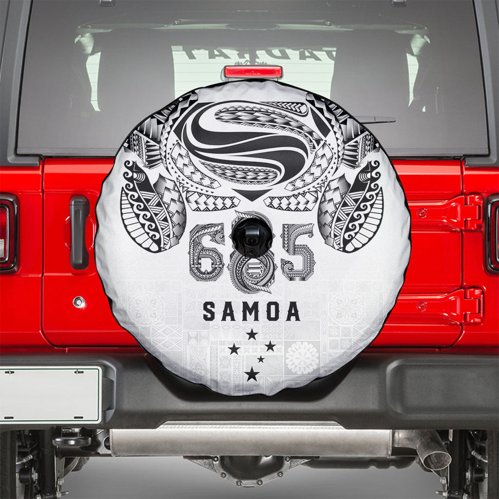 Super Samoa 685 Tribal Tattoo Spare Tire Cover Siapo Pattern White Edition LT03 - Polynesian Pride