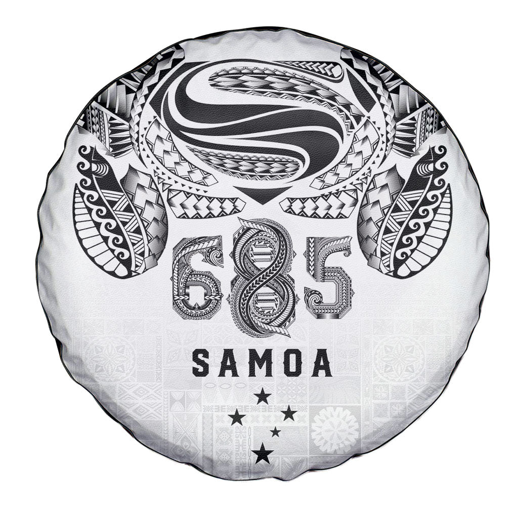Super Samoa 685 Tribal Tattoo Spare Tire Cover Siapo Pattern White Edition LT03 - Polynesian Pride