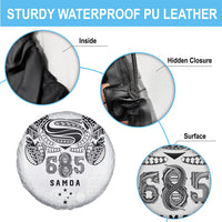 Super Samoa 685 Tribal Tattoo Spare Tire Cover Siapo Pattern White Edition LT03 - Polynesian Pride