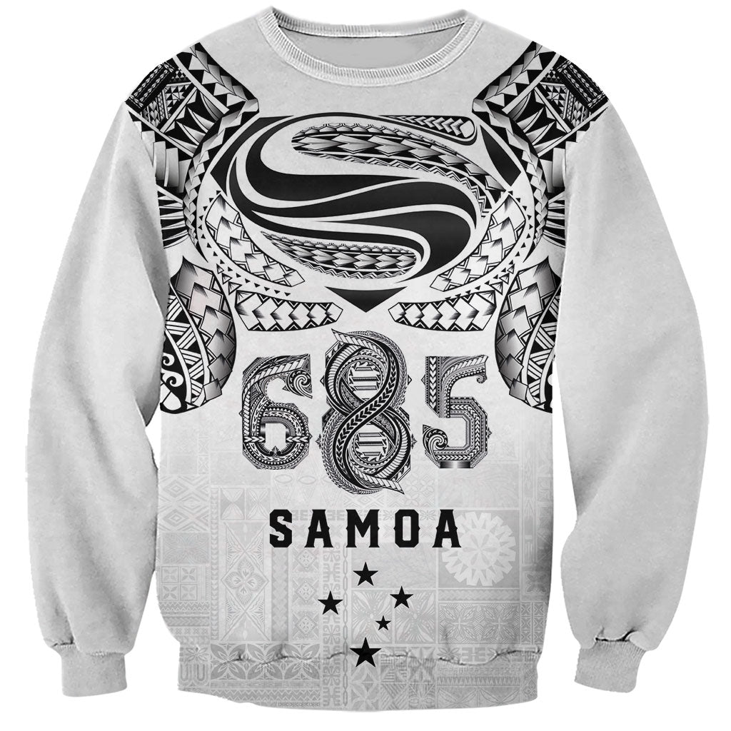 Super Samoa 685 Tribal Tattoo Sweatshirt Siapo Pattern White Edition