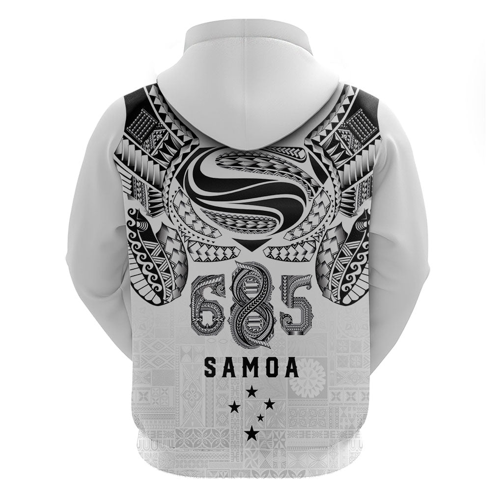 Super Samoa 685 Tribal Tattoo Zip Hoodie Siapo Pattern White Edition LT03 - Polynesian Pride