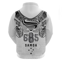 Super Samoa 685 Tribal Tattoo Zip Hoodie Siapo Pattern White Edition LT03 - Polynesian Pride
