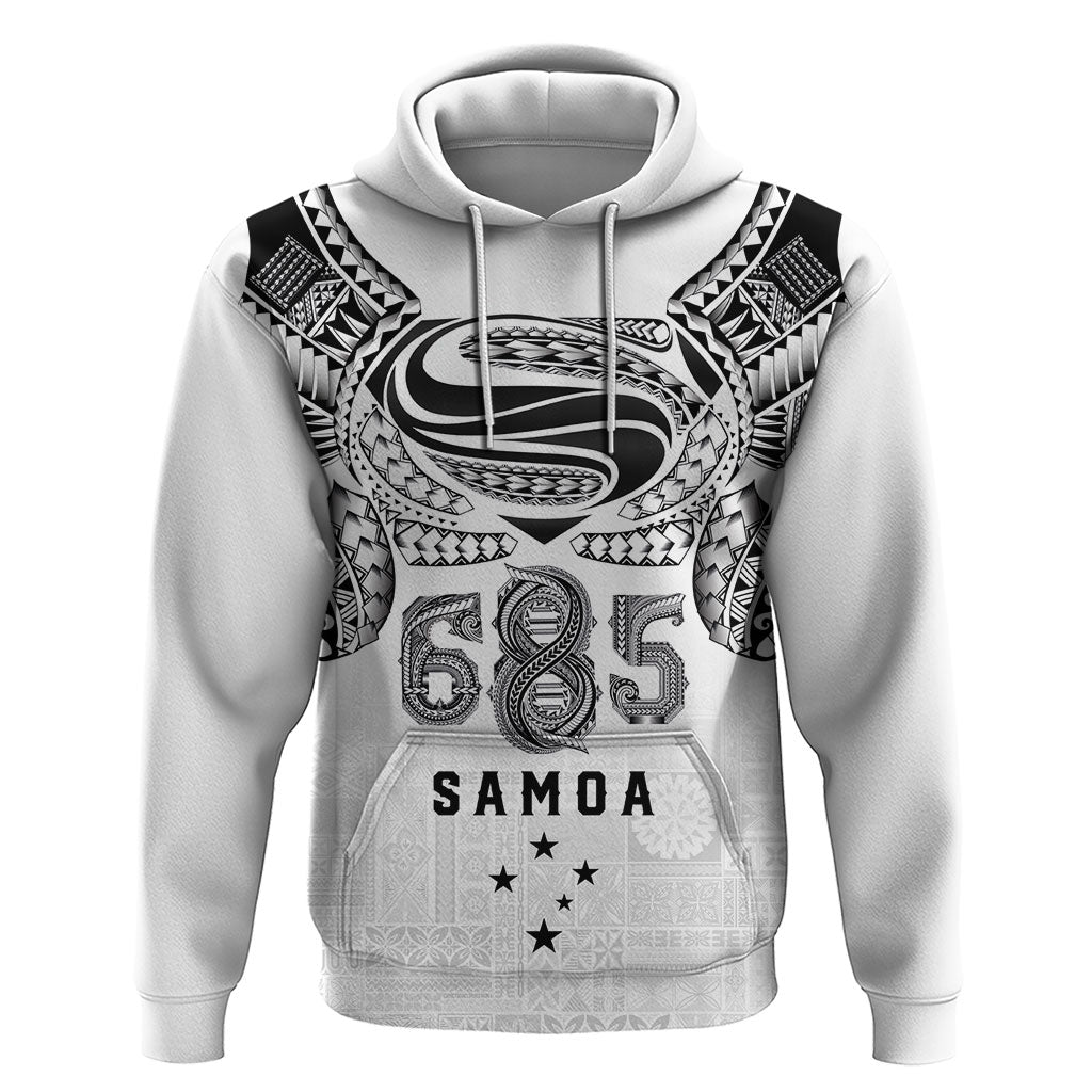 Super Samoa 685 Tribal Tattoo Zip Hoodie Siapo Pattern White Edition LT03 Pullover Hoodie White - Polynesian Pride