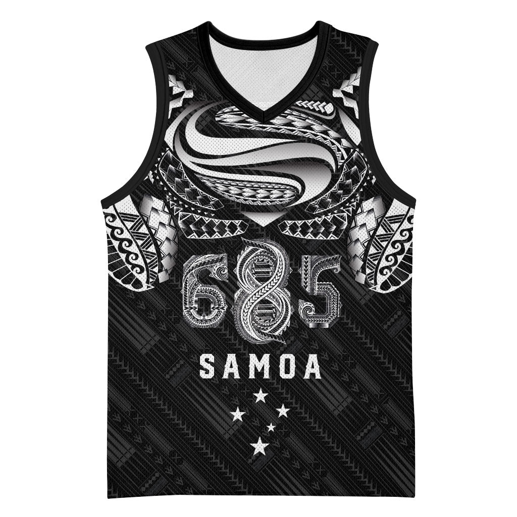 Super Samoa 685 Tribal Tattoo Basketball Jersey Samoan Ornament Pattern Black Edition LT03 Unisex Black - Polynesian Pride
