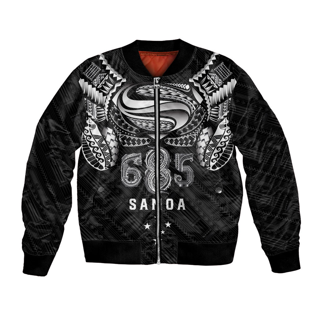 Super Samoa 685 Tribal Tattoo Bomber Jacket Samoan Ornament Pattern Black Edition LT03 Unisex Black - Polynesian Pride