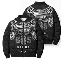 Super Samoa 685 Tribal Tattoo Bomber Puffer Jacket Samoan Ornament Pattern Black Edition LT03 - Polynesian Pride