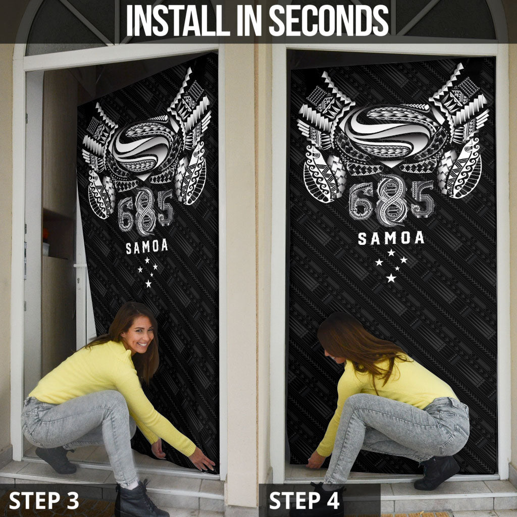 Super Samoa 685 Tribal Tattoo Door Cover Samoan Ornament Pattern Black Edition LT03 - Polynesian Pride