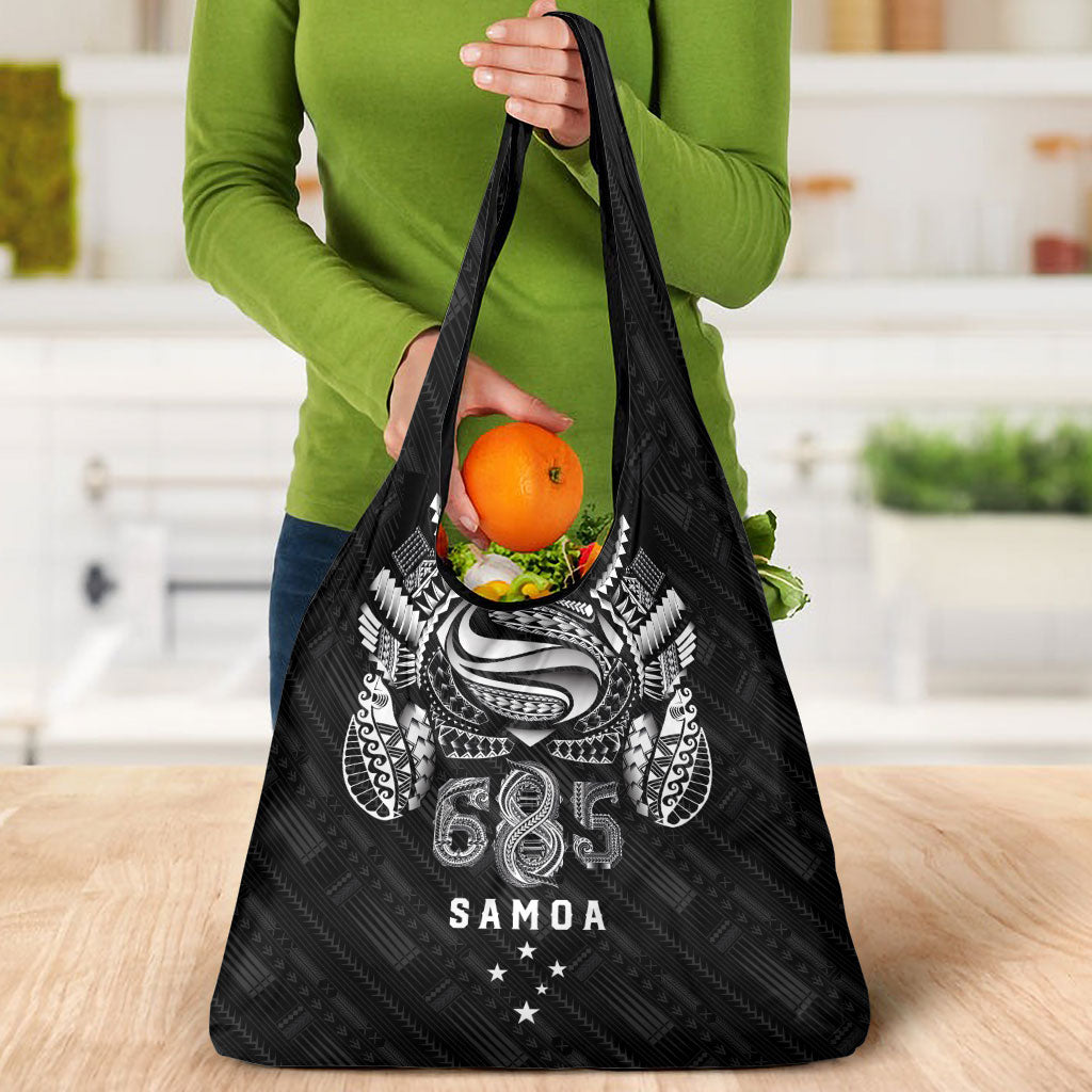 Super Samoa 685 Tribal Tattoo Grocery Bag Samoan Ornament Pattern Black Edition LT03 - Polynesian Pride