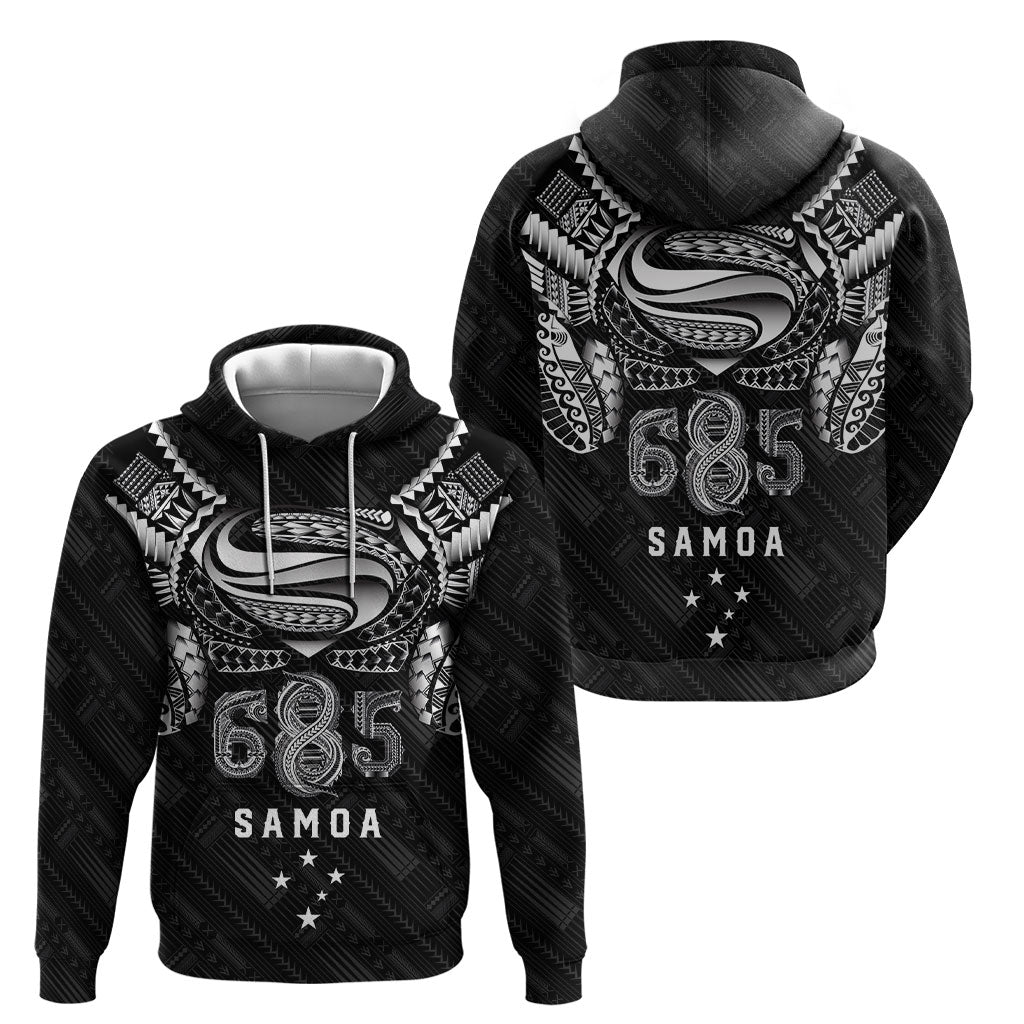 Super Samoa 685 Tribal Tattoo Hoodie Samoan Ornament Pattern Black Edition LT03 - Polynesian Pride