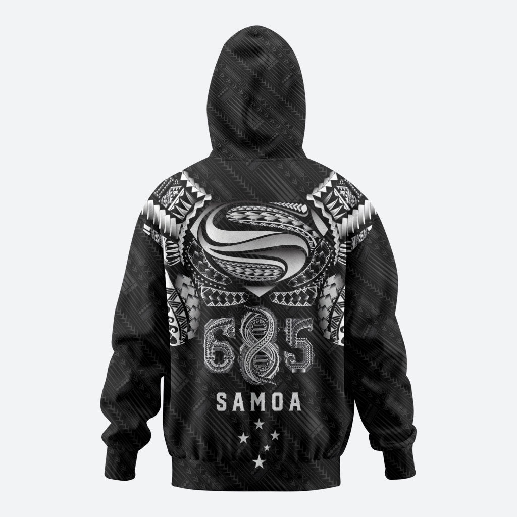 Super Samoa 685 Tribal Tattoo Hoodie Samoan Ornament Pattern Black Edition LT03 - Polynesian Pride