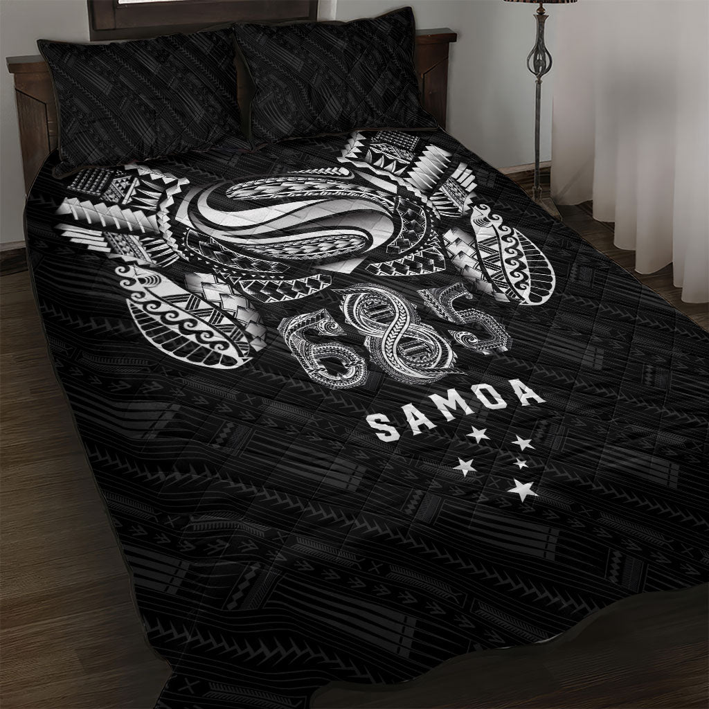 Super Samoa 685 Tribal Tattoo Quilt Bed Set Samoan Ornament Pattern Black Edition