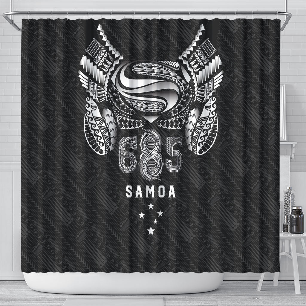 Super Samoa 685 Tribal Tattoo Shower Curtain Samoan Ornament Pattern Black Edition LT03 - Polynesian Pride