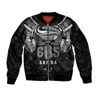 Super Samoa 685 Tribal Tattoo Sleeve Zip Bomber Jacket Samoan Ornament Pattern Black Edition LT03 Unisex Black - Polynesian Pride