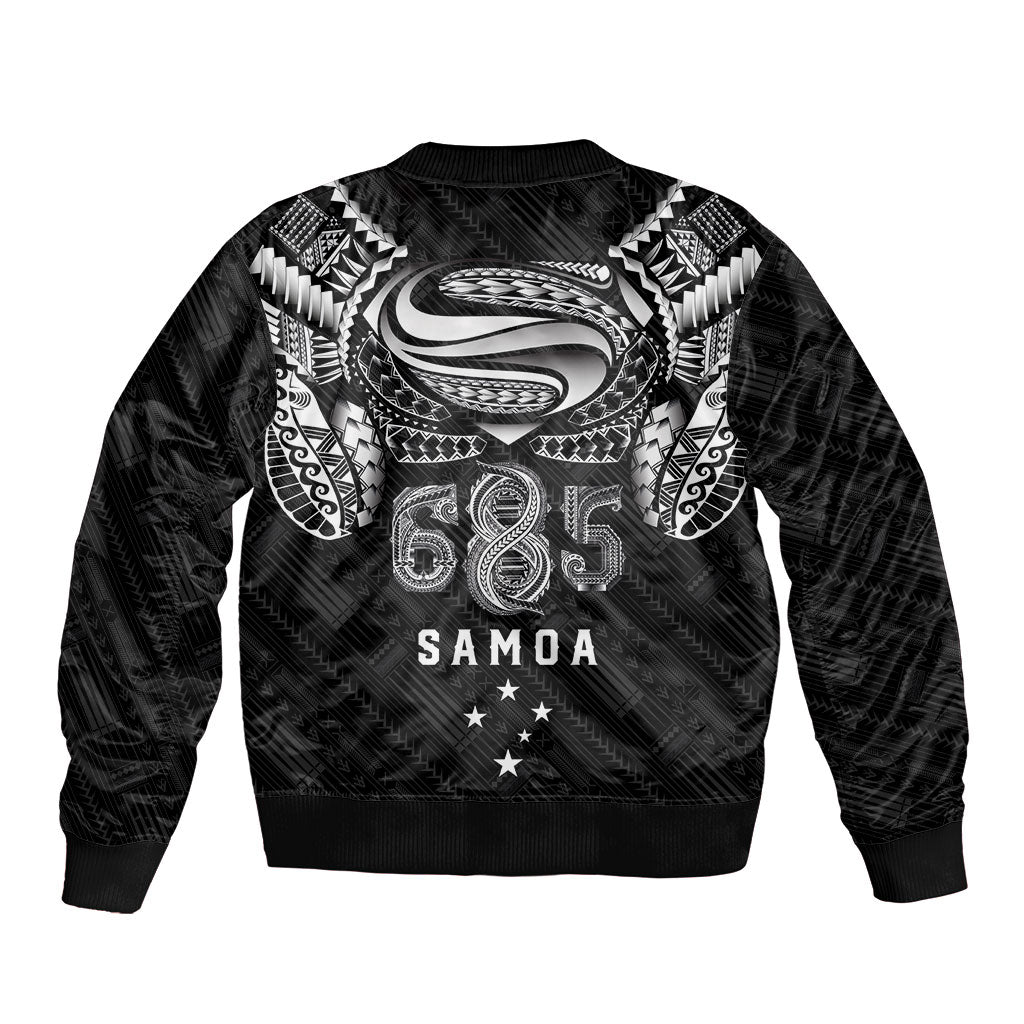 Super Samoa 685 Tribal Tattoo Sleeve Zip Bomber Jacket Samoan Ornament Pattern Black Edition LT03 - Polynesian Pride