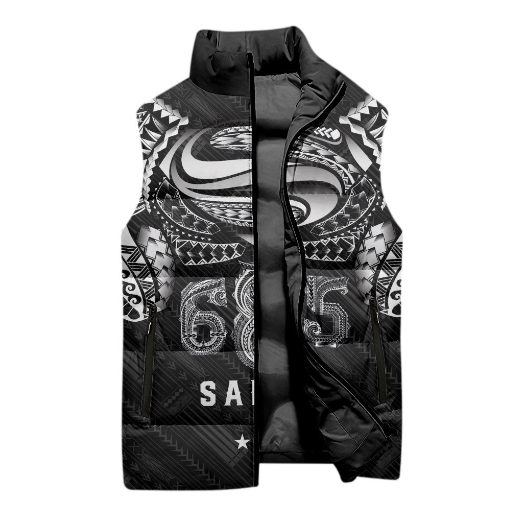 Super Samoa 685 Tribal Tattoo Sleeveless Puffer Jacket Samoan Ornament Pattern Black Edition LT03 - Polynesian Pride