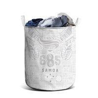 Super Samoa 685 Tribal Tattoo Laundry Basket Siapo Pattern All-White Edition LT03 - Polynesian Pride