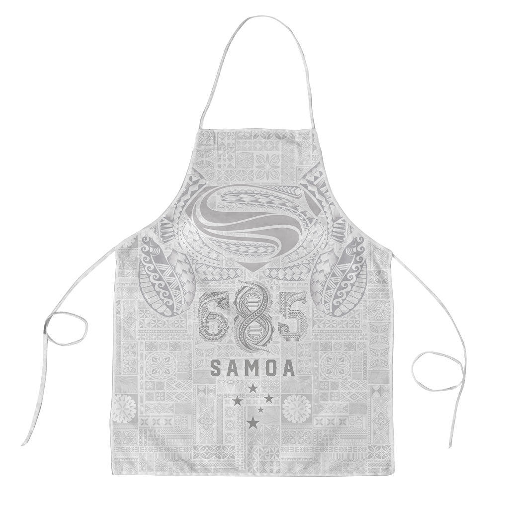 Super Samoa 685 Tribal Tattoo Apron Siapo Pattern All-White Edition LT03 White - Polynesian Pride