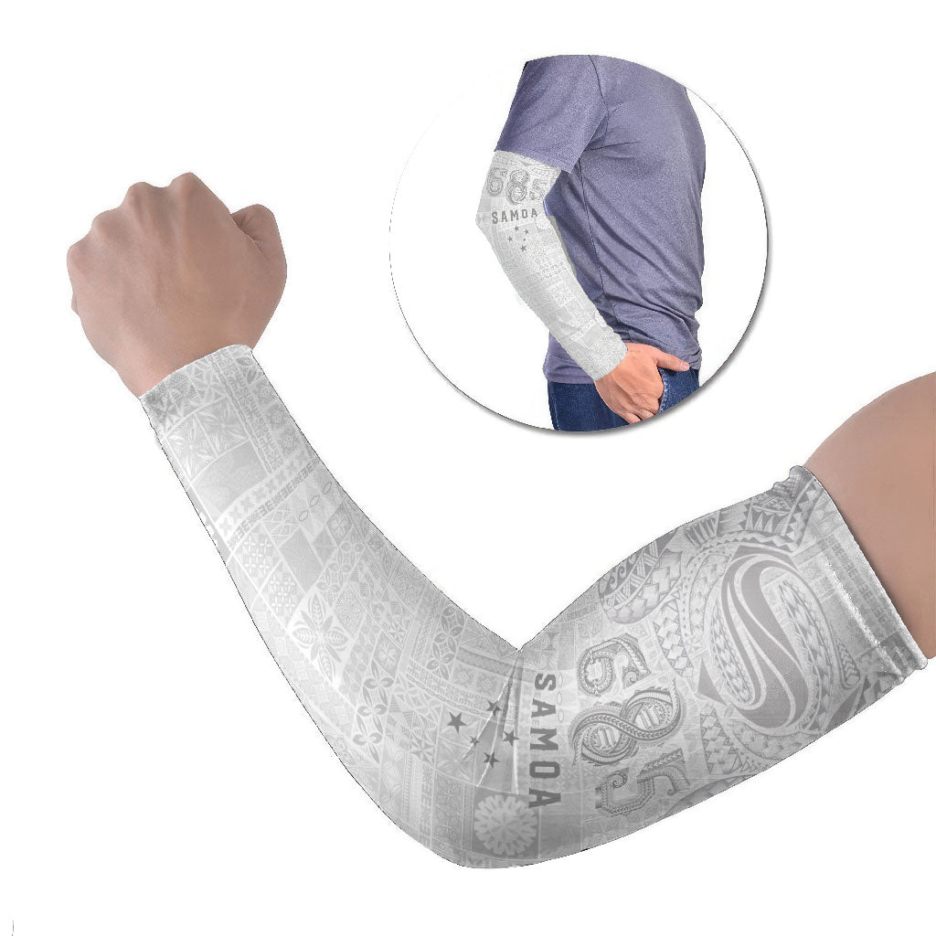 Super Samoa 685 Tribal Tattoo Arm Sleeves Siapo Pattern All-White Edition