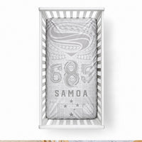 Super Samoa 685 Tribal Tattoo Baby Bed Cover Siapo Pattern All-White Edition LT03 28 × 52 in White - Polynesian Pride