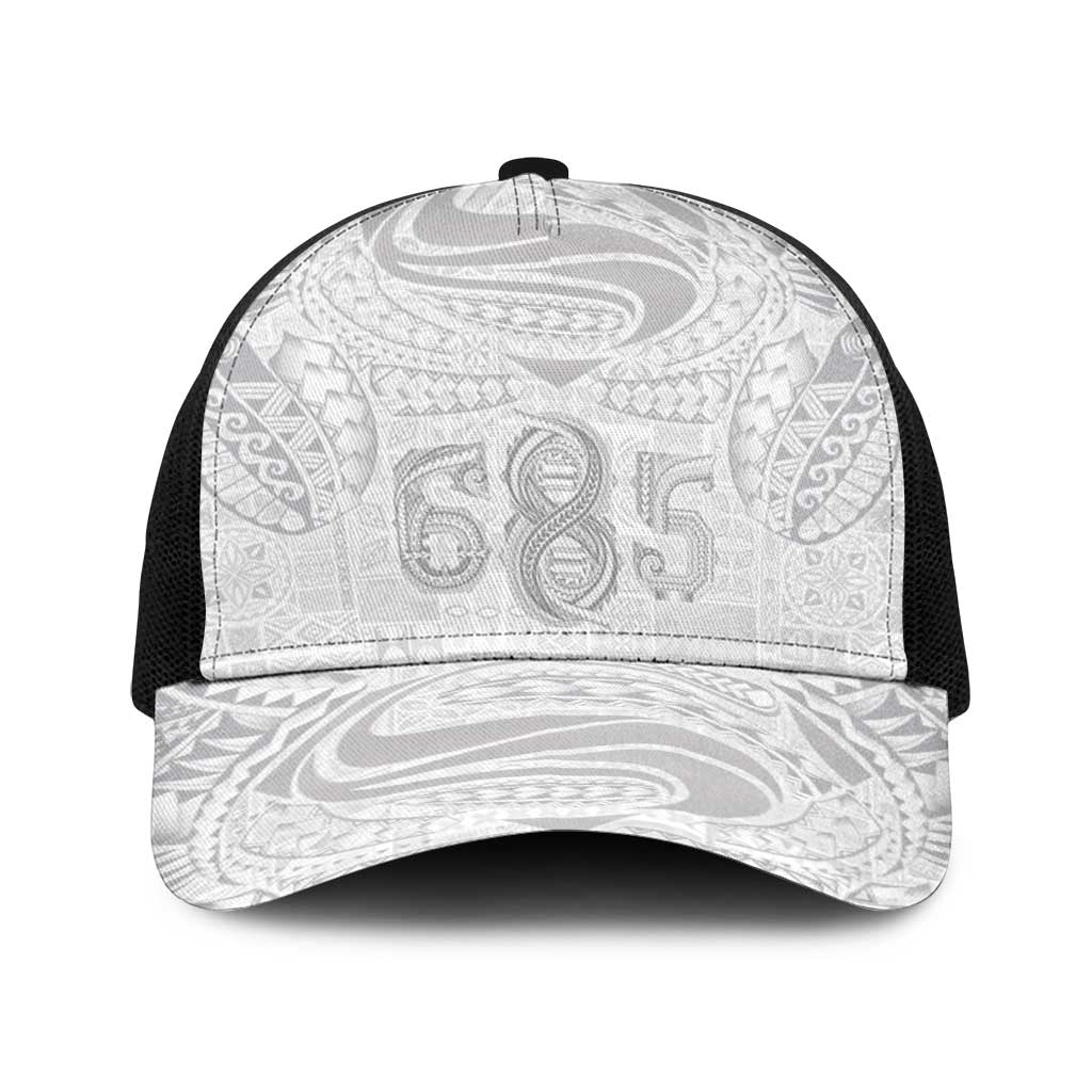 Super Samoa 685 Tribal Tattoo Baseball Net Cap Siapo Pattern All-White Edition